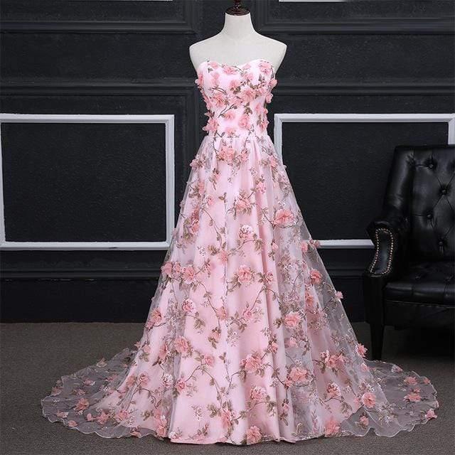 Long Appliqued Flowers Party Prom Dress – HER SHOP Long Appliqued Flowers Party Prom Dress – HER SHOP