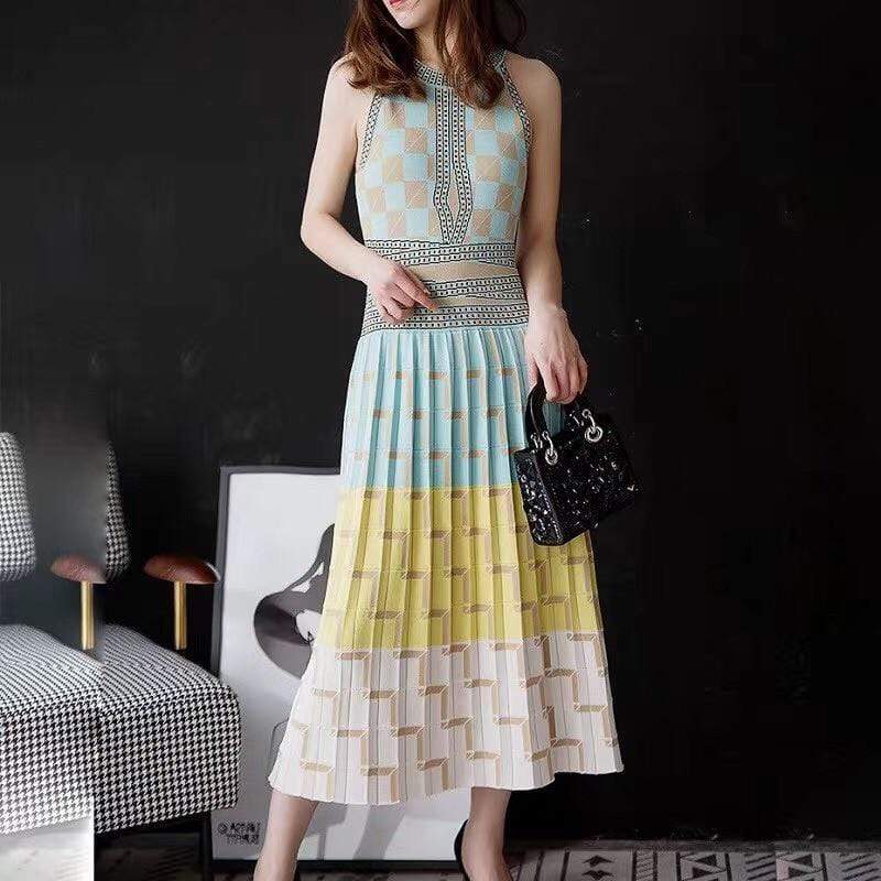New High Quality Summer Geometry Knitted Dress