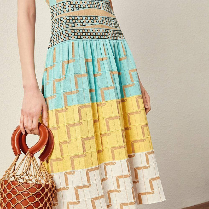 New High Quality Summer Geometry Knitted Dress
