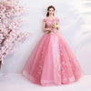 Pink Appliques Sweetheart Prom Dresses