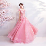 Pink Appliques Sweetheart Prom Dresses