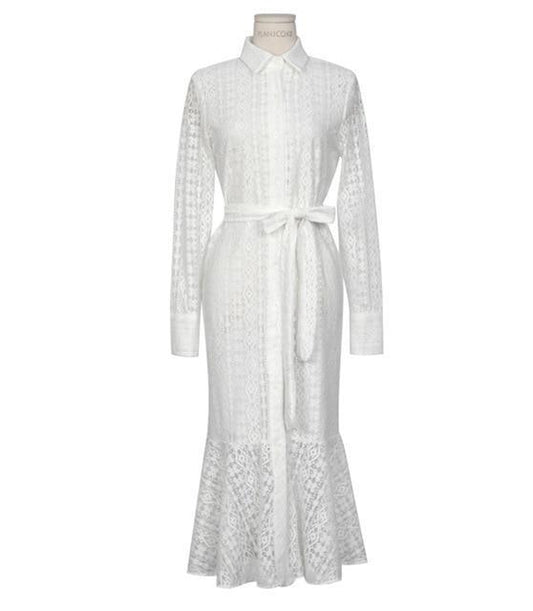 Vintage Hollow-out Lace Women Long Dress - HER SHOP