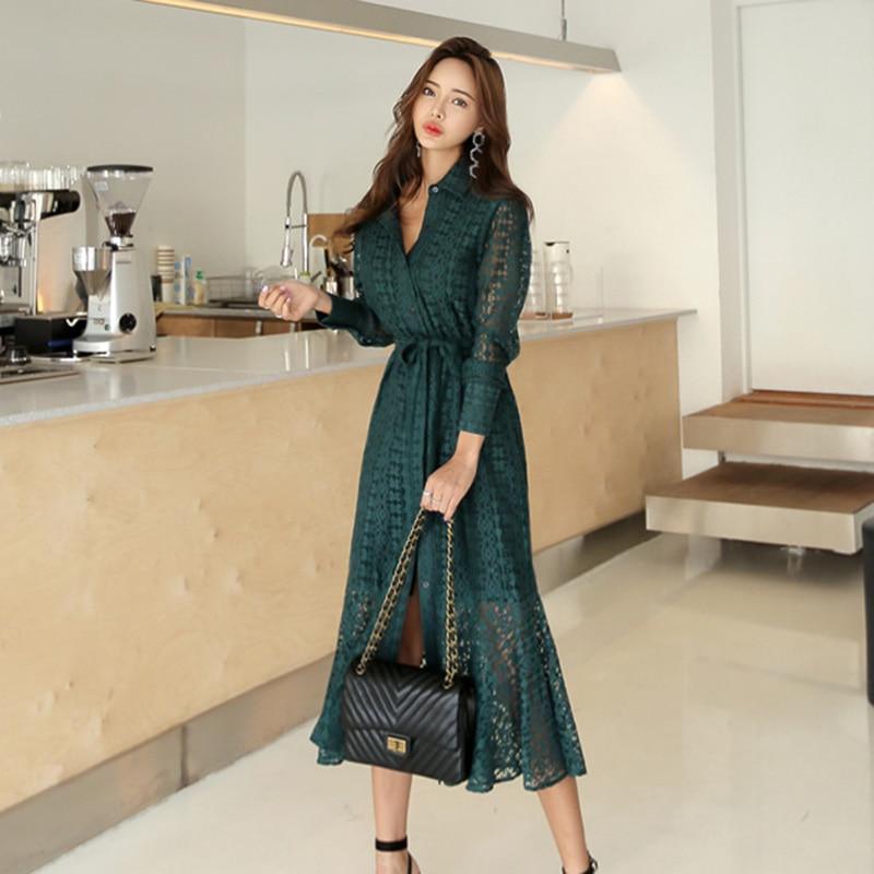 Vintage Hollow-out Lace Women Long Dress - HER SHOP