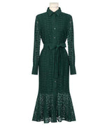Vintage Hollow-out Lace Women Long Dress