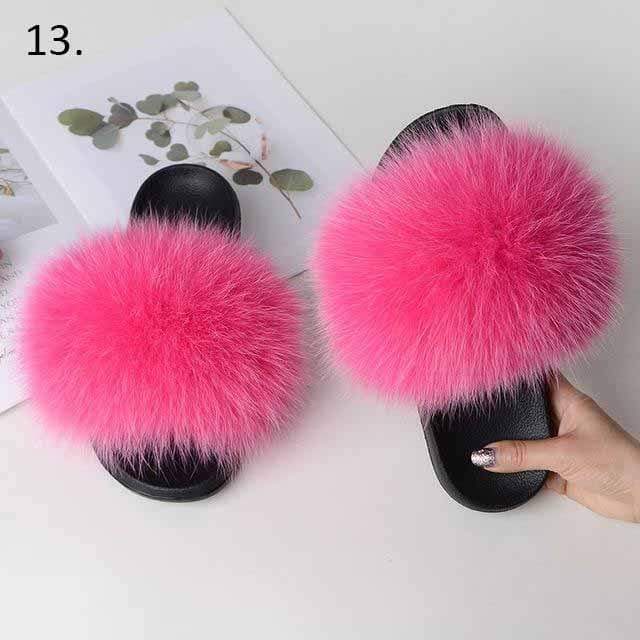 Women's Casual Real Fox Fur Slippers