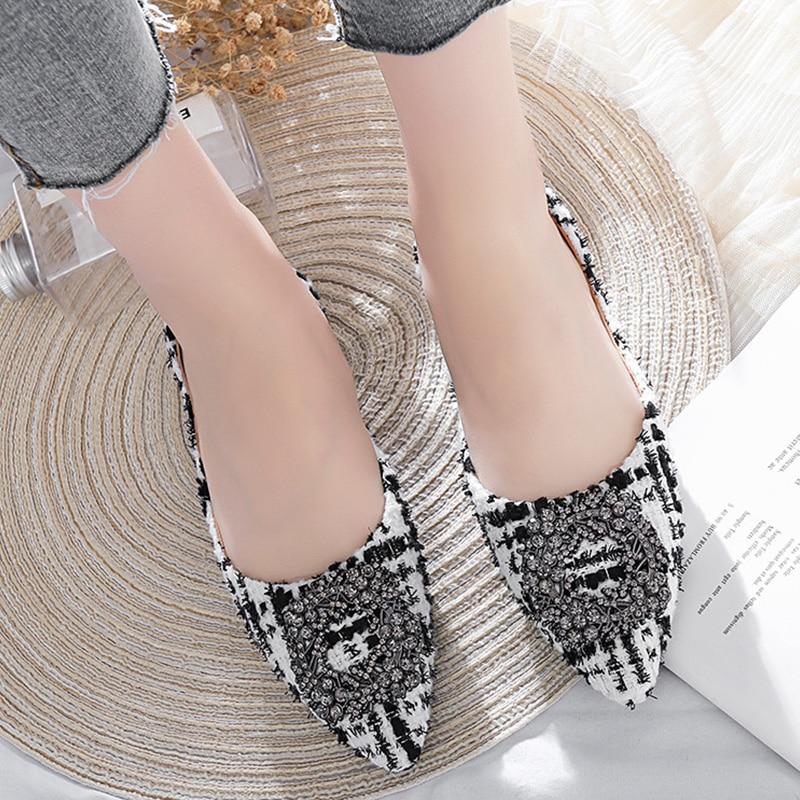 Women's Pointed Toe Office Ladies Plaid Shoes