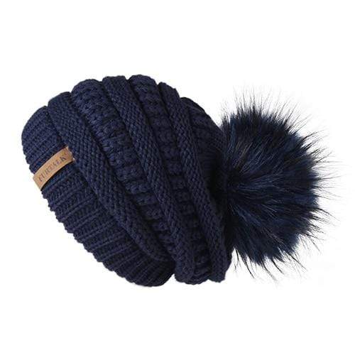 Pompom Slouchy Beanie Hat with Velvet