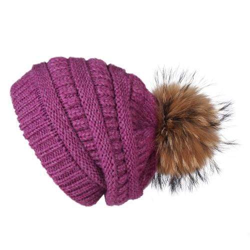 Pompom Slouchy Beanie Hat with Velvet