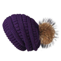 Pompom Slouchy Beanie Hat with Velvet