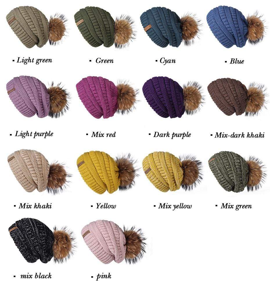 Pompom Slouchy Beanie Hat with Velvet