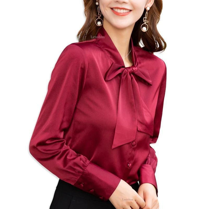 High-quality Elegant Smooth and Soft Bow Shirt