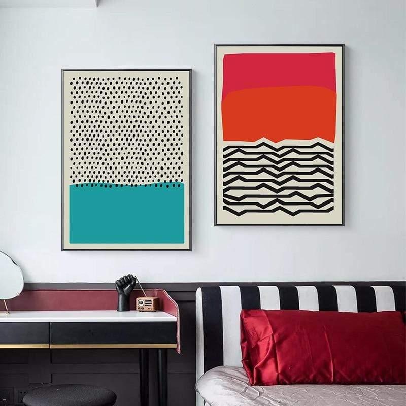 Modern Multicolored Abstract Geometric Wall Art Canvas - HER SHOP