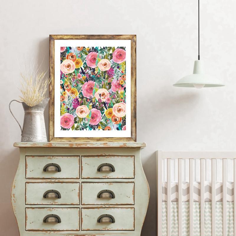 Watercolor Floral Wall Art Canvas Painting Print