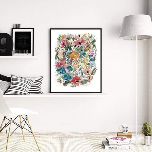 Watercolor Flowers Botanical Poster Print - HER SHOP