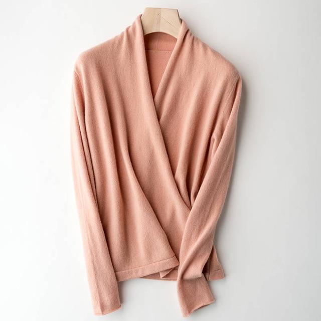 Her Shop as picture 4 / M Hot Sale 100% Pure Wool Knitted Sweater Women V-neck Long Sleeve Standard Cashmere Knitwear Winter New Fashion Female Jumpers