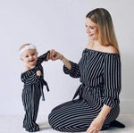 Fashion Striped Family Matching Clothes for Mother and Daughter