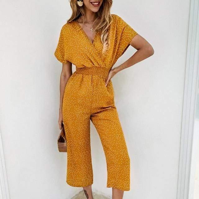 Summer Casual Print V-neck Romper - HER SHOP