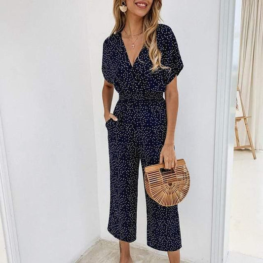 Summer Casual Print V-neck Romper - HER SHOP
