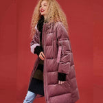 New Long Paragraph Over The Knee Thickening Loose Thin Feather Coat Female