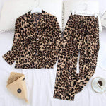 Long Sleeve Pajamas Autumn Ice Silk Long Sleeve Trousers Suit Printing Fashion Pyjamas Set