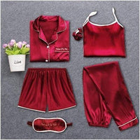 Sleepwear 7 Pieces Pyjama Set Women Autumn Winter Sexy Pajamas Sets Sleep Suits Soft Sweet Cute Nightwear Gift Home Clothes