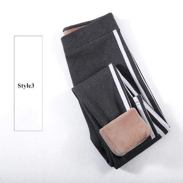 Her Shop Pants and Leggings Style3 / One Size Autumn Winter Cotton Velvet Leggings Women High Waist Side Stripes Sporting Fitness Leggings Pants Warm Thick Leggings