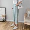 Her Shop Pants and Leggings green / L Cotton Linen Ankle Length Striped Pants