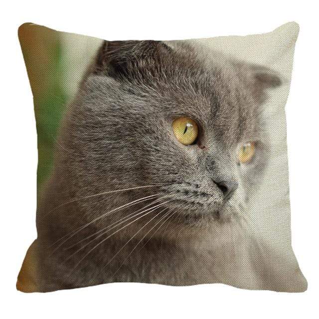 Her Shop pillow case 45X45cm / 22 Cute British Shorthair Cat Linen Pillowcase