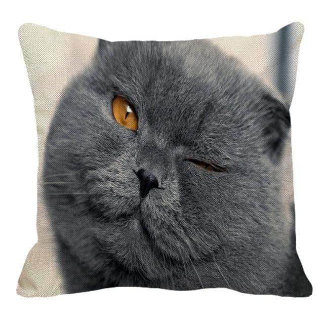 Her Shop pillow case 45X45cm / 1 Cute British Shorthair Cat Linen Pillowcase