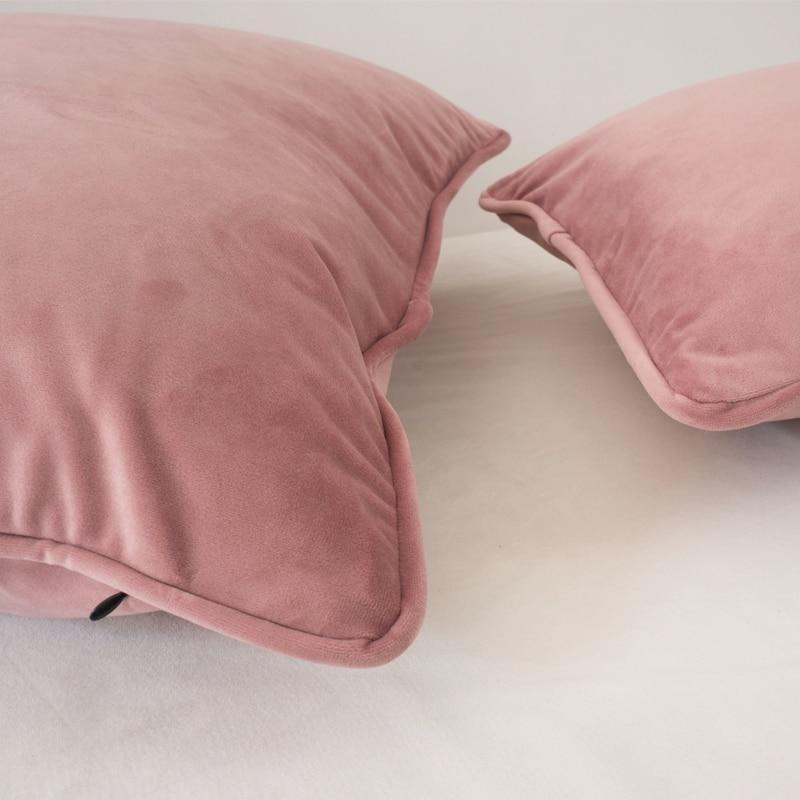 Flesh Pink Velvet Cushion Cover Pillow Case Soft Throw Pillow Cover No Balling-up Without Stuffing