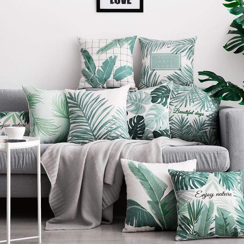 Tropical Plants Palm Leaf Cushion Cover