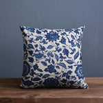 Vintage Blue And White Porcelain Printed Cushion Cover