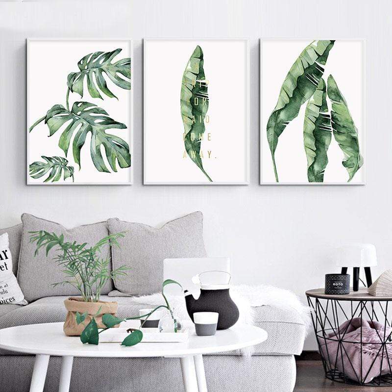 Watercolor Plant Leaves Canvas Poster