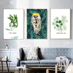 Her Shop Posters Animals & Leaves Wall Art Modern Abstract Watercolor Painting