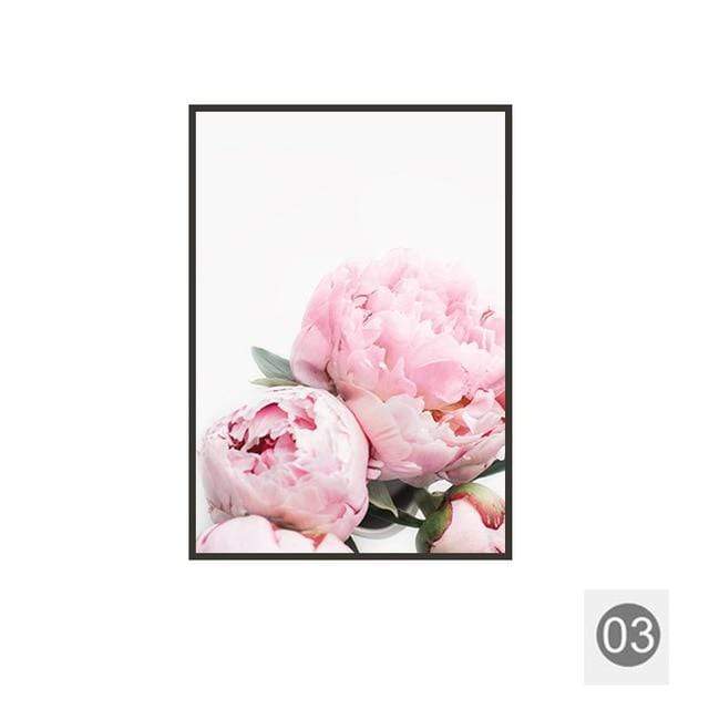 Nordic Minimalist Pink Peony Flower Posters