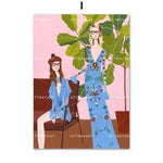 Nordic Poster Fashion Girl Monstera Leaf Wall Art