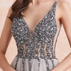 Sparkle Crystal Beaded Short Gray Cocktail / Homecoming Dresses