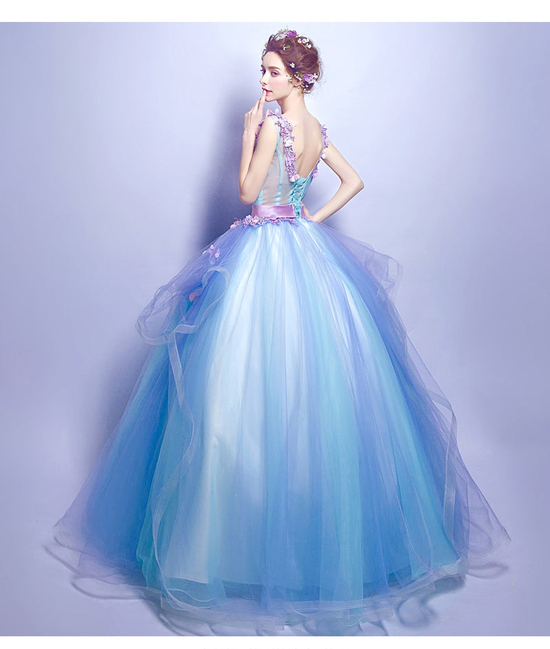 Long Lacing Chiffon Fairy Sweet Floral Beading Prom / Homecoming Dresses