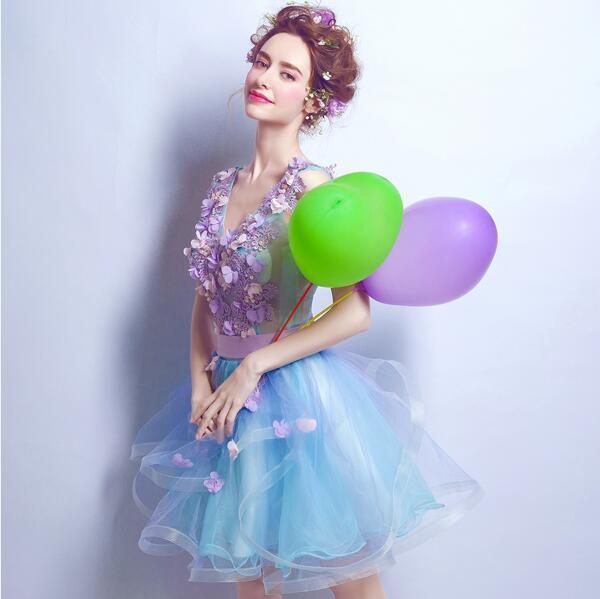 Long Lacing Chiffon Fairy Sweet Floral Beading Prom / Homecoming Dress HER SHOP Long Lacing Chiffon Fairy Sweet Floral Beading Prom / Homecoming Dress HER SHOP
