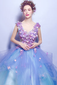 Long Lacing Chiffon Fairy Sweet Floral Beading Prom / Homecoming Dresses