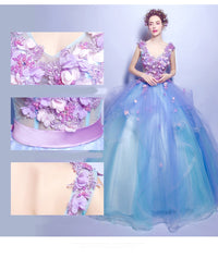 Long Lacing Chiffon Fairy Sweet Floral Beading Prom / Homecoming Dresses