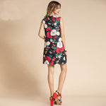 Fashion Runway Floral Print Beading Vintage Mini Short Dress