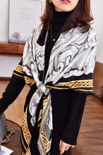Baroque Style 100% Silk Shawl Wraps Scarf for Women Fashion Accessories 130*130cm