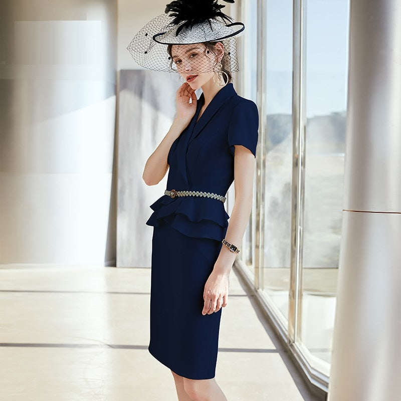 FIONA Design Women's Formal Luxury Business Fashion Elegant V Neck Suit Set