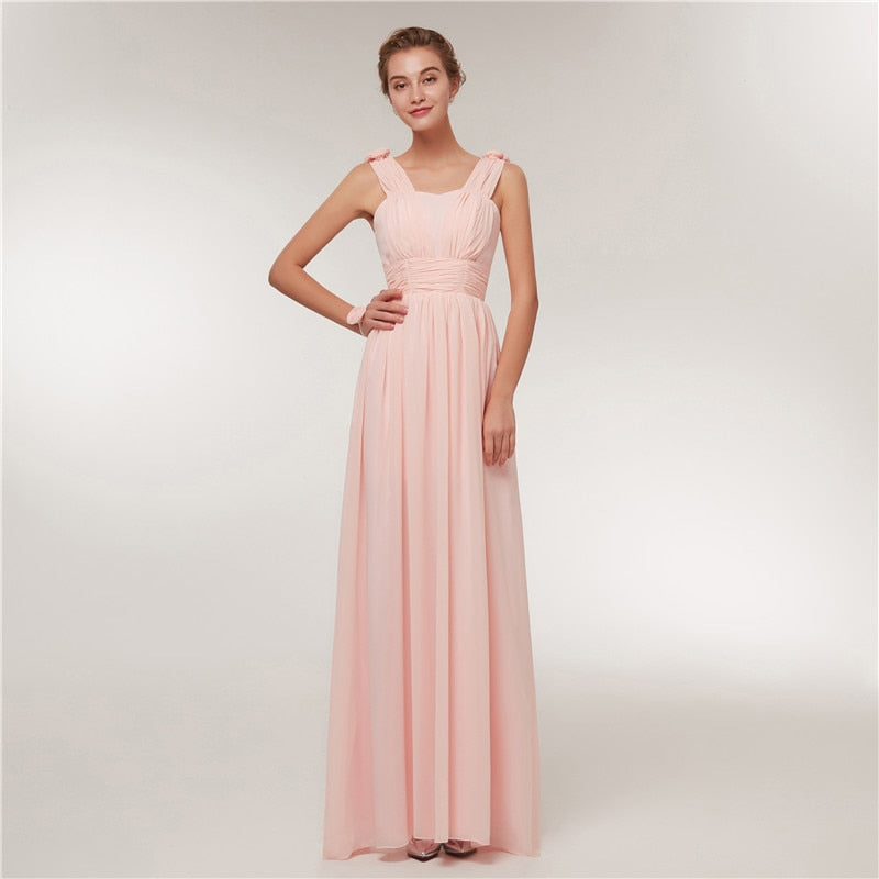 Long Chiffon Blush Pink Bridesmaid Dresses – HER SHOP