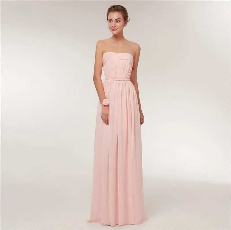 Long Chiffon Blush Pink Bridesmaid Dresses