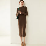 Women's Autumn and Winter New Fashion Long Pure Australian Wool Dress