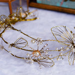 Vintage Gold Leaf Crown Handmade Pearl Tiara Headband