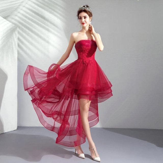 Lace Vintage Short Front Back Long Tail Evening Party Dress as pic / 6 Lace Vintage Short Front Back Long Tail Evening Party Dress as pic / 6