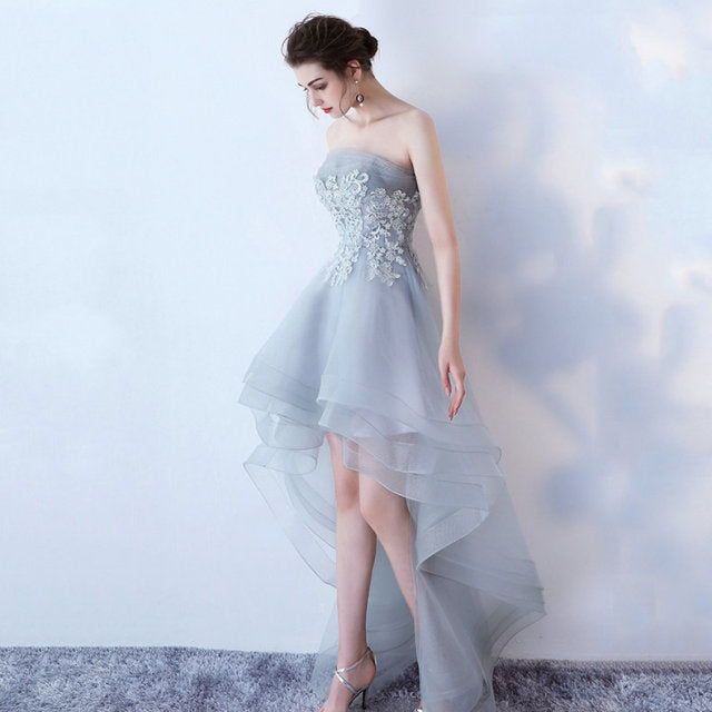 New ivory short front long back sleeveless lady girl wedding bridal dress  prom dress gown free shipping - AliExpress